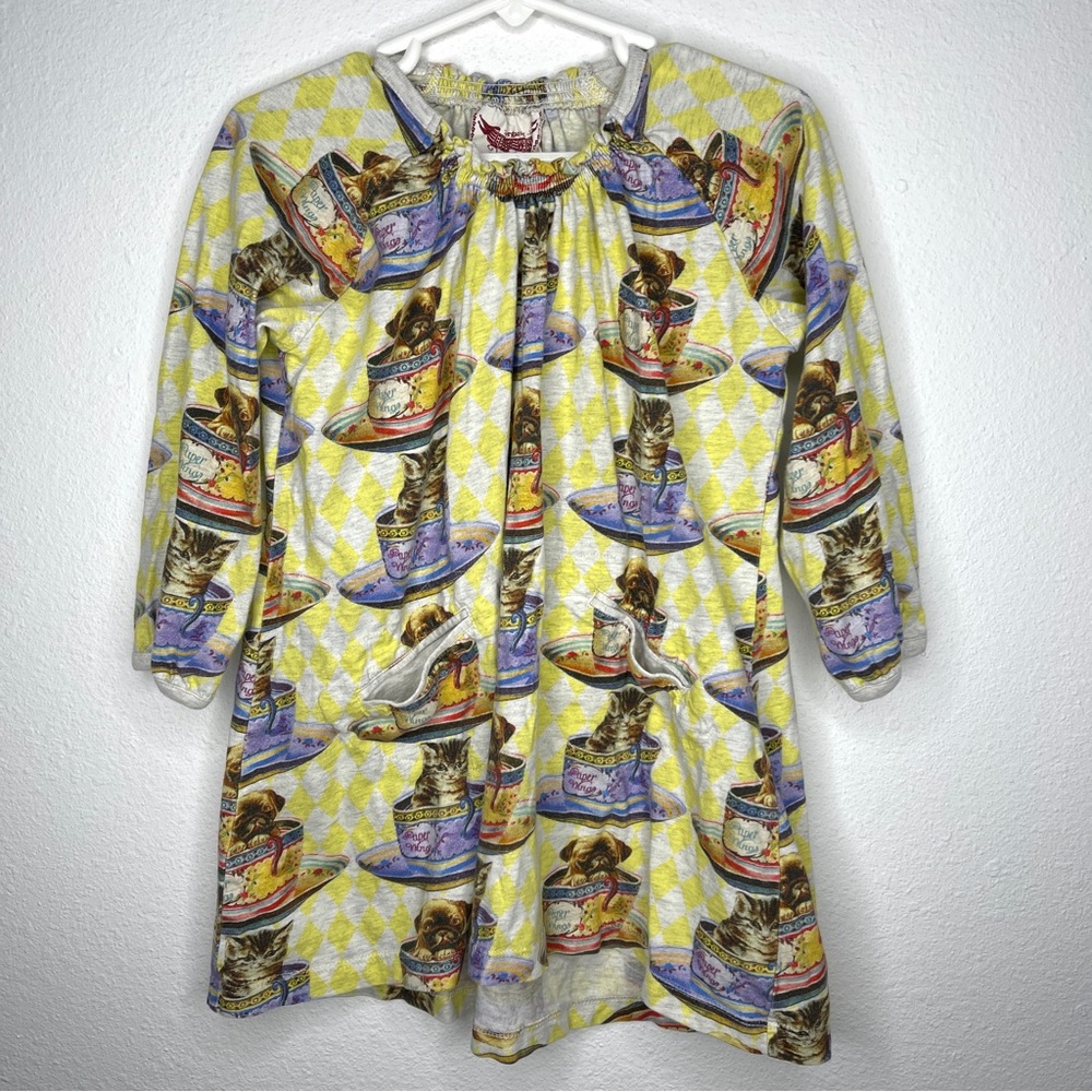 paper wings teacup puppy kitten dress pocket smock